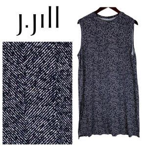 J. Jill Wearever Collection Dress Sundress Large 12 14 Black Geometric Stretch